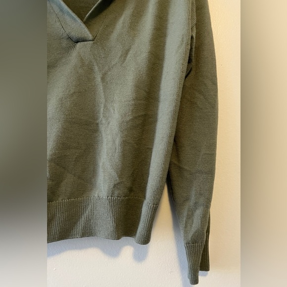Aritzia Wilfred Clara Merino Wool Polo Sweater - 2XS - Olive Green Casual - Picture 6 of 11